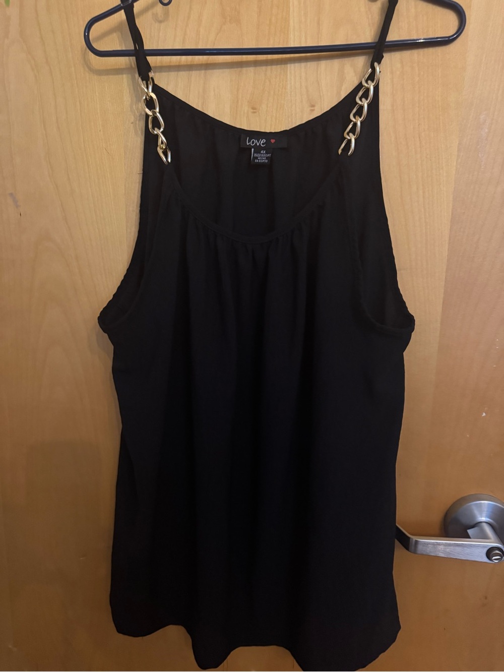 Love Black Camisole with Gold Chain Straps 4X